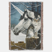 Witte Eenhoorn Tabby kat Fantasy Deken (Voorkant Verticaal)