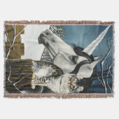Witte Eenhoorn Tabby kat Fantasy Deken (Voorkant)