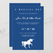 Witte Eenhoorn Trouw Uitnodiging (Voorkant / Achterkant)