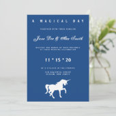 Witte Eenhoorn Trouwkaart Kaart (Staand voorkant)