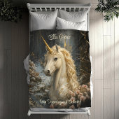 Witte Eenhoorn Winter Castle Sprookjesachtige Snow Fleece Deken