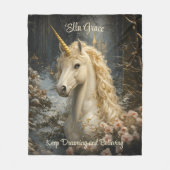 Witte Eenhoorn Winter Castle Sprookjesachtige Snow Fleece Deken (Voorkant)