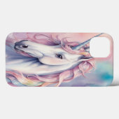 Witte Eenhoorn Zilveren Hoorn Pastel iPhone Hoesje (Achterkant (horizontaal))