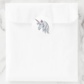 witte eenhoornkop ronde sticker (Tas)