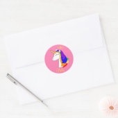 Witte eenhoornregenbooghoofdronde stickers (Envelop)