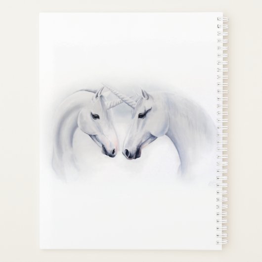 Witte Eenhoorns Liefde Paar Bruiloft Planner (Achterkant)