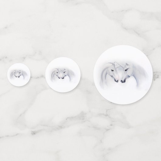 Witte Eenhoorns Liefde Paar Confetti (Voorkanten)
