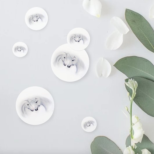 Witte Eenhoorns Liefde Paar Confetti