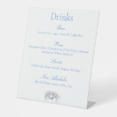 Witte Eenhoorns Liefde Paar Drinken Menu Reclamebord Met Voetstuk (Voorkant)