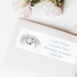 Witte Eenhoorns Liefde Paar Etiket