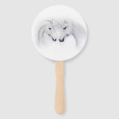 Witte Eenhoorns Liefde Paar Handwaaier (Voorkant)