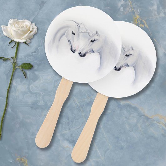 Witte Eenhoorns Liefde Paar Handwaaier