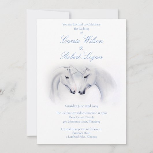 Witte Eenhoorns Liefde Paar Kaart (Voorkant)