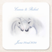Witte Eenhoorns Liefde Paar Kartonnen Onderzetters (Voorkant)