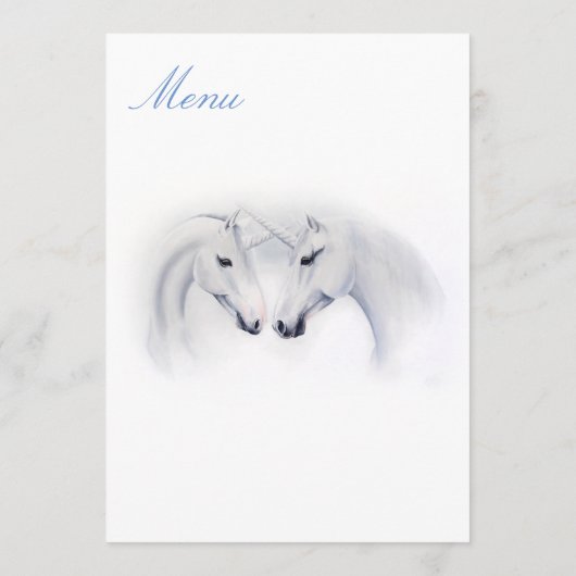Witte Eenhoorns Liefde Paar Menu (Achterkant)