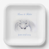 Witte Eenhoorns Liefde Paar Papieren Bordje (Voorkant)