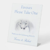 Witte Eenhoorns Liefde Paar Reclamebord Met Voetstuk (Voorkant)