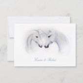 Witte Eenhoorns Liefde Paar RSVP Kaartje (Achterkant)