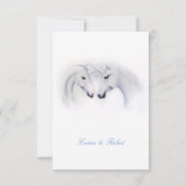 Witte Eenhoorns Liefde Paar RSVP Kaartje (Achterkant)