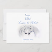 Witte Eenhoorns Liefde Paar Save The Date (Voorkant)