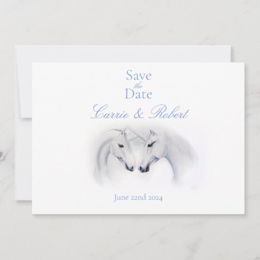 Witte Eenhoorns Liefde Paar Save The Date (Voorkant)