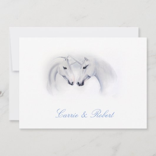 Witte Eenhoorns Liefde Paar Save The Date (Achterkant)