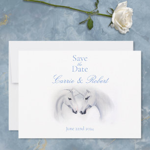 Witte Eenhoorns Liefde Paar Save The Date