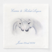 Witte Eenhoorns Liefde Paar Servet (Voorkant)
