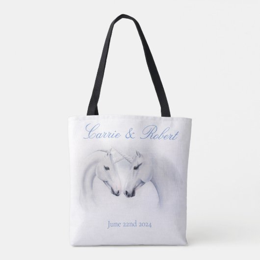 Witte Eenhoorns Liefde paar Tote Bag (Achterkant)