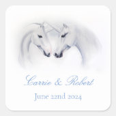 Witte Eenhoorns Liefde Paar Vierkante Sticker (Voorkant)