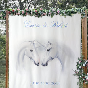 Witte Eenhoorns Liefde Paar Wandkleed