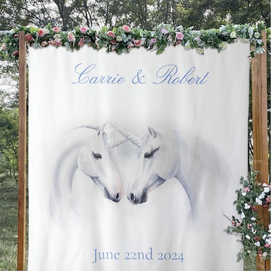 Witte Eenhoorns Liefde Paar Wandkleed