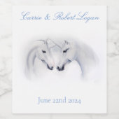 Witte Eenhoorns Liefde Paar Wijn Etiket (Enkel label)