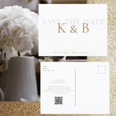 Witte Eenvoud Monogram QR Code Bewaar de Datum Briefkaart