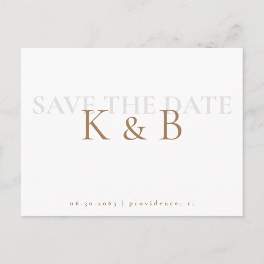 Witte Eenvoud Monogram QR Code Bewaar de Datum Briefkaart (Voorkant)