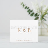 Witte Eenvoud Monogram QR Code Bewaar de Datum Briefkaart (Staand voorkant)