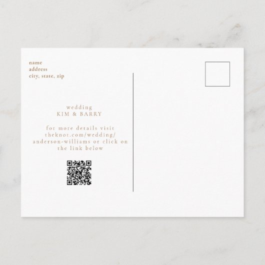 Witte Eenvoud Monogram QR Code Sla de Datum op Briefkaart (Achterkant)