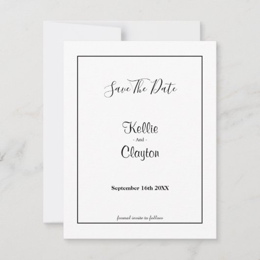 Witte Eenvoudig omlijnd sparen de Datum (Voorkant)