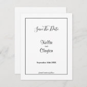 Witte Eenvoudig omlijnd sparen de Datum (Voorkant / Achterkant)