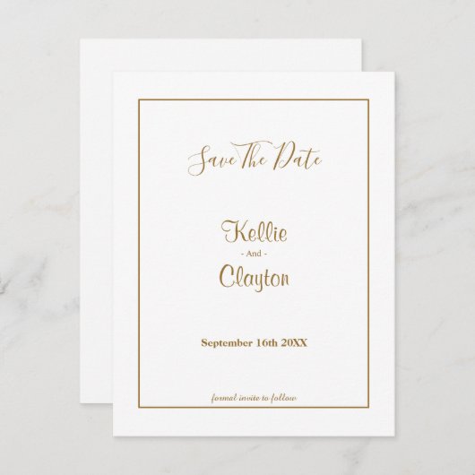 Witte Eenvoudig omlijnd sparen de Datum (Voorkant / Achterkant)