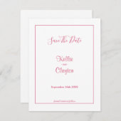 Witte Eenvoudig omlijnd sparen de Datum (Voorkant / Achterkant)