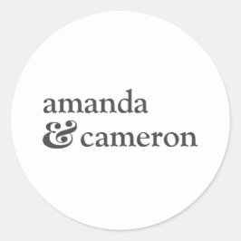 Witte Eenvoudige bruid en bruidegom Namen Logo Ronde Sticker