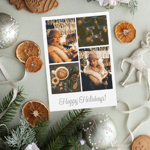 Witte Eenvoudige Collage Merry Christmas Kaart