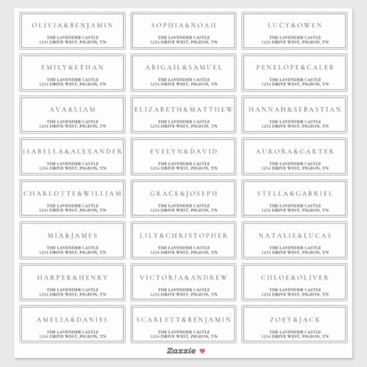 Witte Eenvoudige Formele Trouwadreskaart Sticker (Vel)