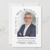 Witte Eenvoudige Fotoboog 60e Verjaardagsfeestje Kaart (Voorkant)