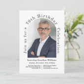 Witte Eenvoudige Fotoboog 70e Verjaardagsfeestje Kaart (Staand voorkant)