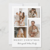 Witte Eenvoudige Fotocollage Vrolijke Kerst Kaart (Voorkant)