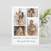 Witte Eenvoudige Fotocollage Vrolijke Kerst Kaart (Staand voorkant)