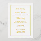 Witte eenvoudige ingelijste huwelijksfolie uitnodi folie uitnodiging (Voorkant)