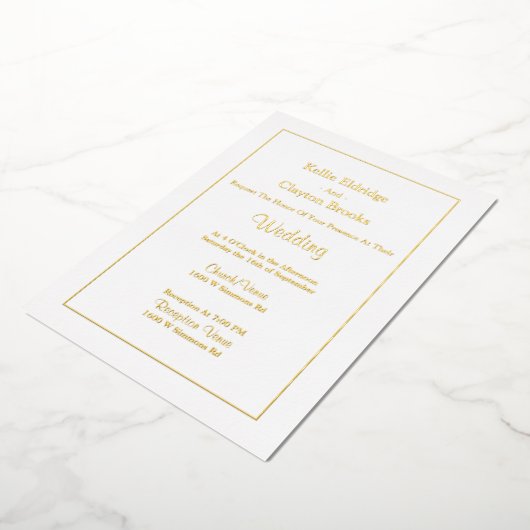 Witte eenvoudige ingelijste huwelijksfolie uitnodi folie uitnodiging (Gedraaid)